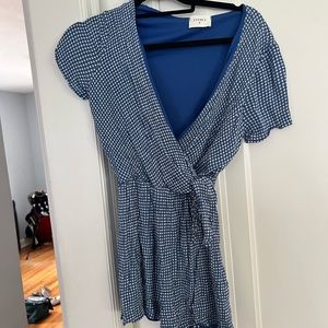 EVERLY Blue Gingham Romper - Small